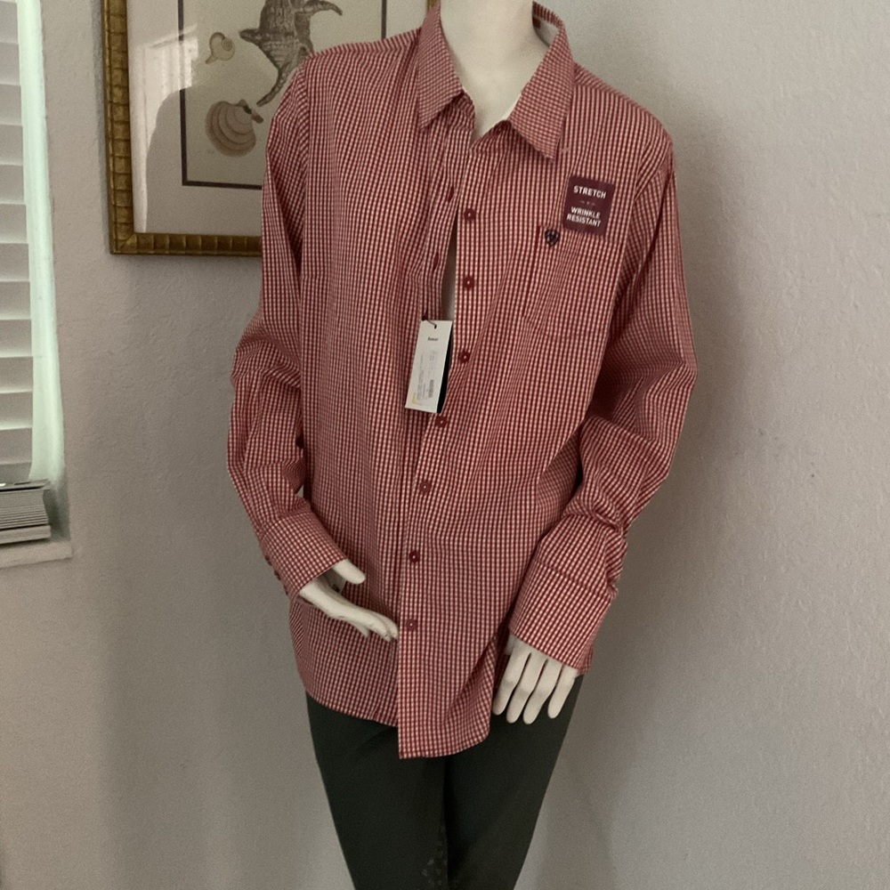 Ariat ladies, red and white checkered new shirt